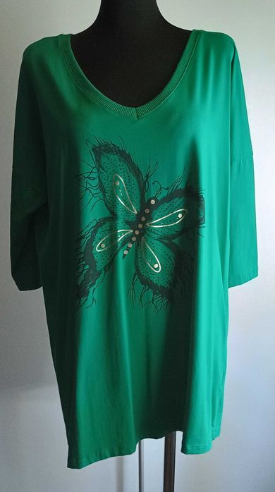 Zielona bluzka z motylem duży oversize WAWA