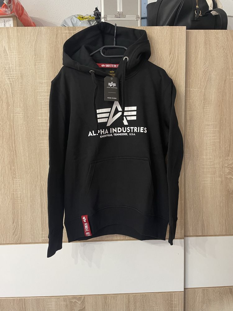 Bluza Alpha Industries S czarna hoodie z kapturem NOWA nieuzywana