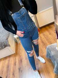 Damskie spodnie ogrodniczki jeans S