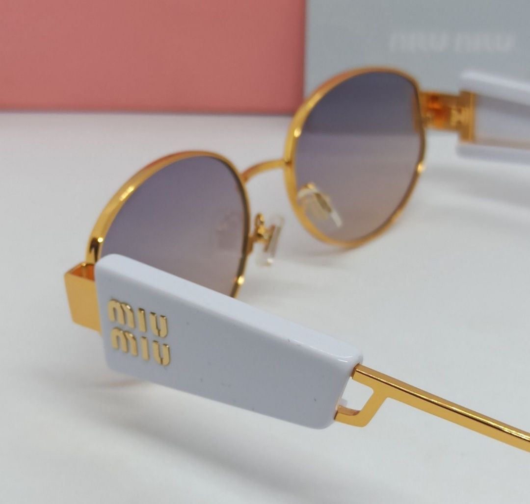 Miu Miu очки женские стильные овальные фиолетово бежевый градиент
