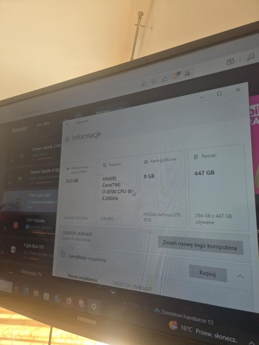 Komputer Gamingowy i7-8700K GTX 1070 32GB RAM DDR4 480GB SSD