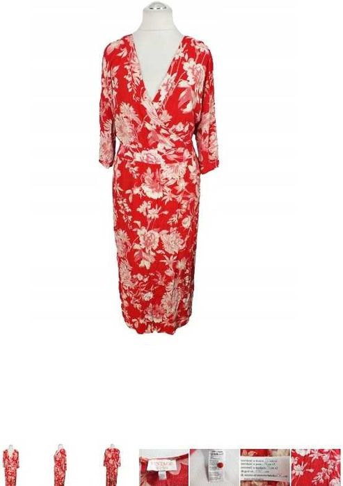 Vintage Stories sukienka maxi red 140cm pachy 52 54 wiskoza wesele hit