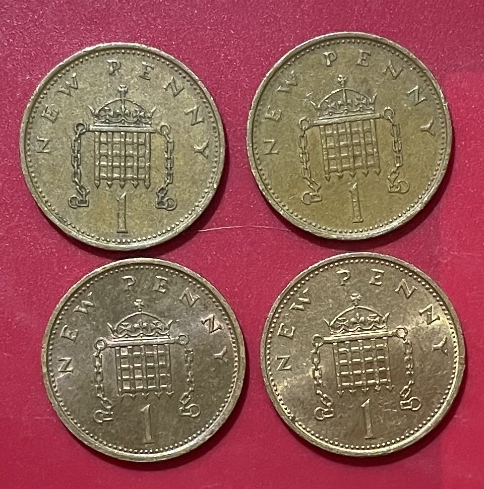 Монеты 1 Penny и 2 New Pence 1980-х, 1990х и 2000-х Англия