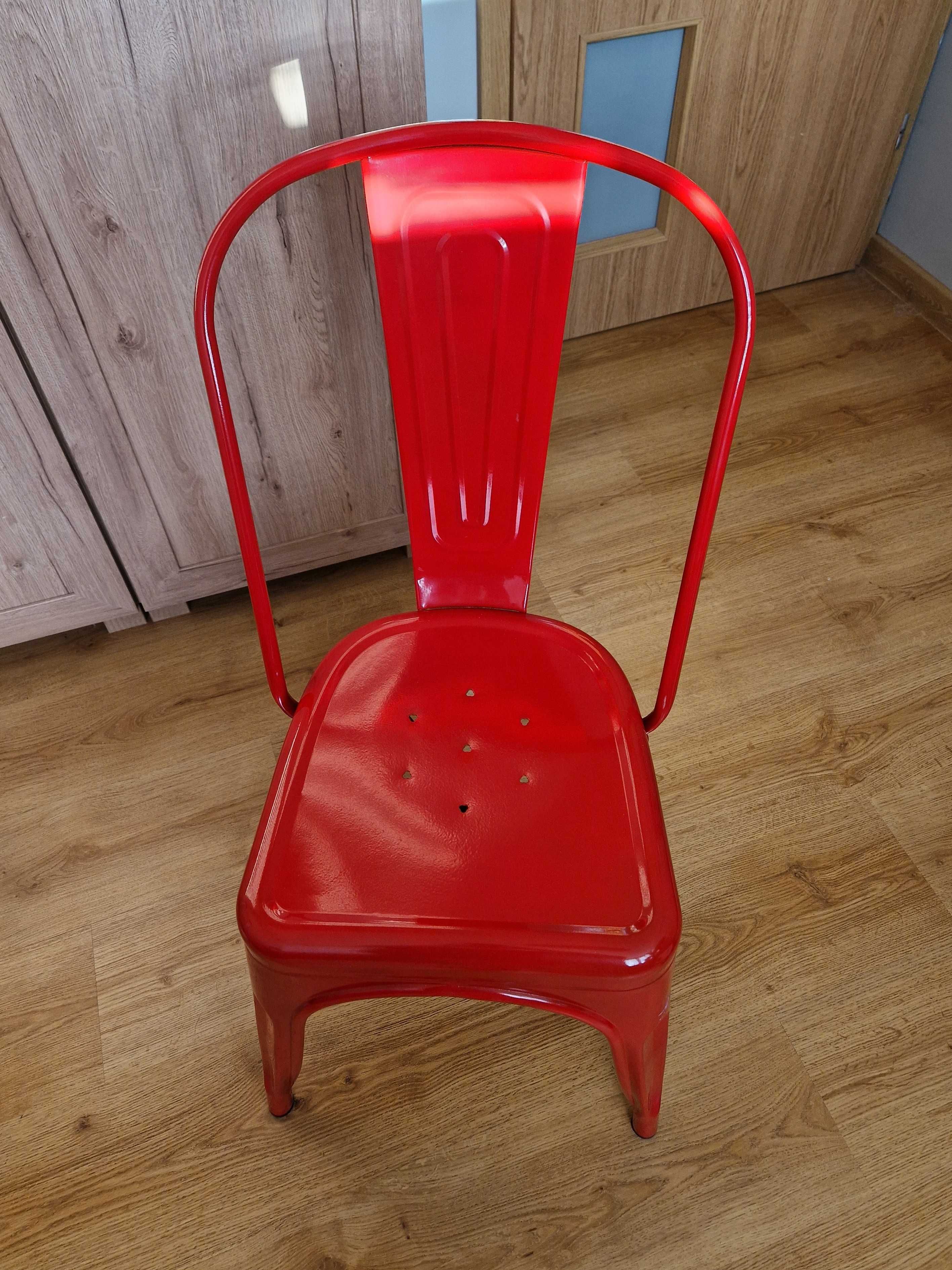 Krzesła czerwone metal loft