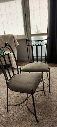 Krzesła metalowe z siedziskiem tapicerowanym (2 sztuki)