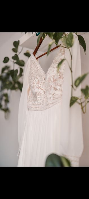 Suknia ślubna boho rustykalna off white