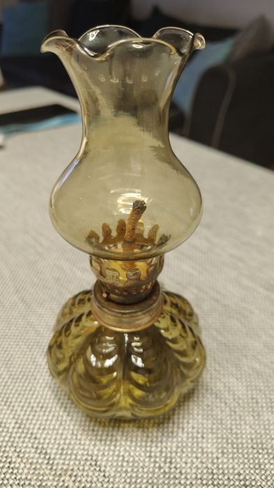 Lampa naftowa stara kompletna zielone szkło