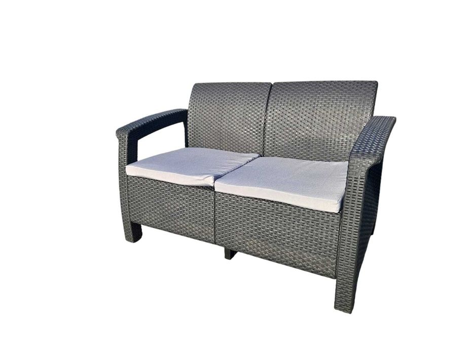 Meble ogrodowe tarasowe plastikowe technorattan HDM 4 osoby kawowy