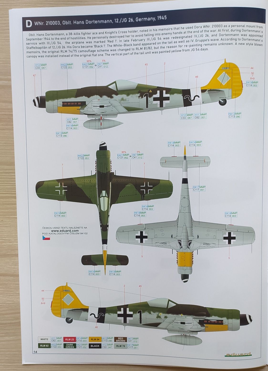 Модель самолета FW 190D-9 в масштабе 1/48, Eduard