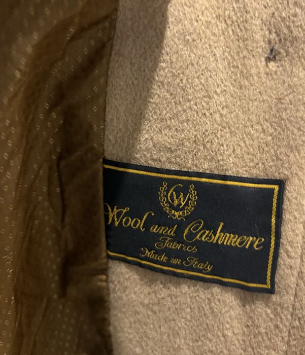 Beżowy płaszcz oversize z wełną i kaszmirem, Made in Italy, M–XL