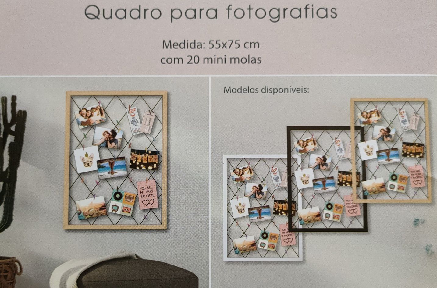 Quadro personalizável para fotografias e lembretes