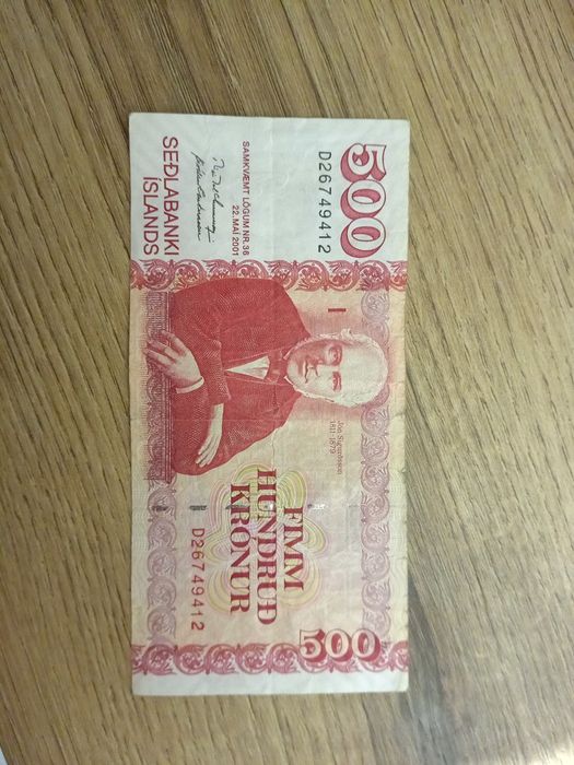 Banknot Sedlabanki Islands 500koron 2001