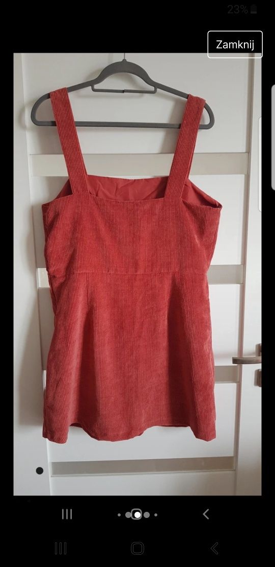 Primark sukienka sztruksowa na szelkach  r 44