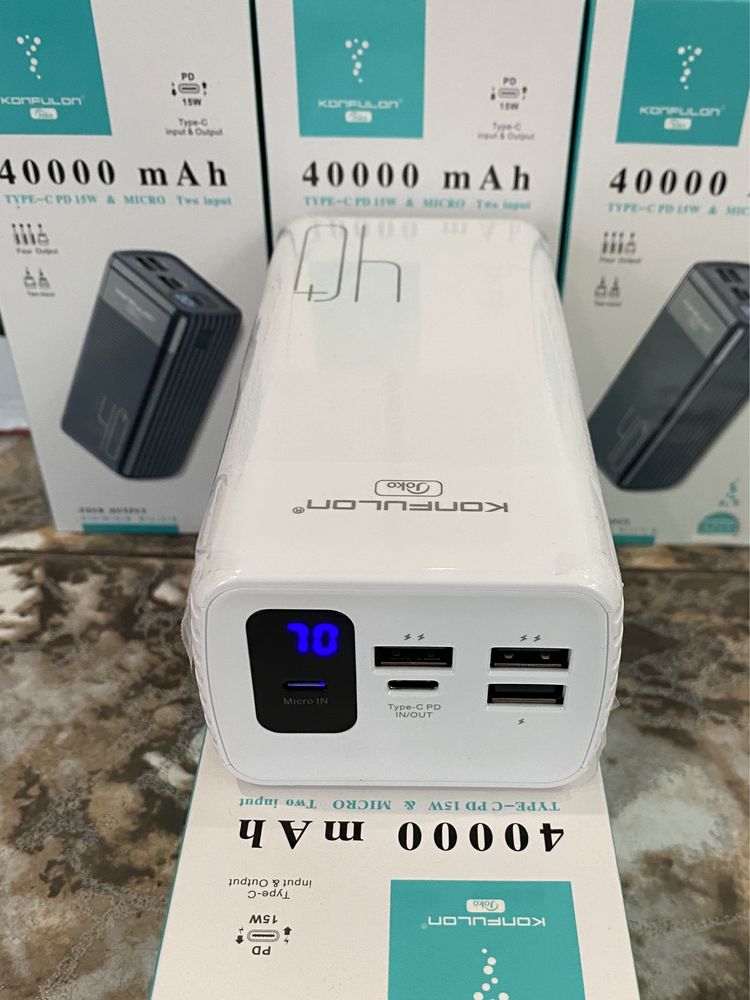 Мощный Power bank 40000. Очень быстрая зарядка! Реальная ёмкость 100%