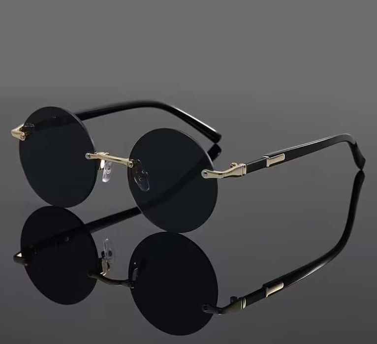 Okulary przeciwsłoneczne retro czarne bezramkowe