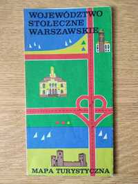 Mapa turystyczna Województwo Stołeczne Warszawskie z 1986 roku