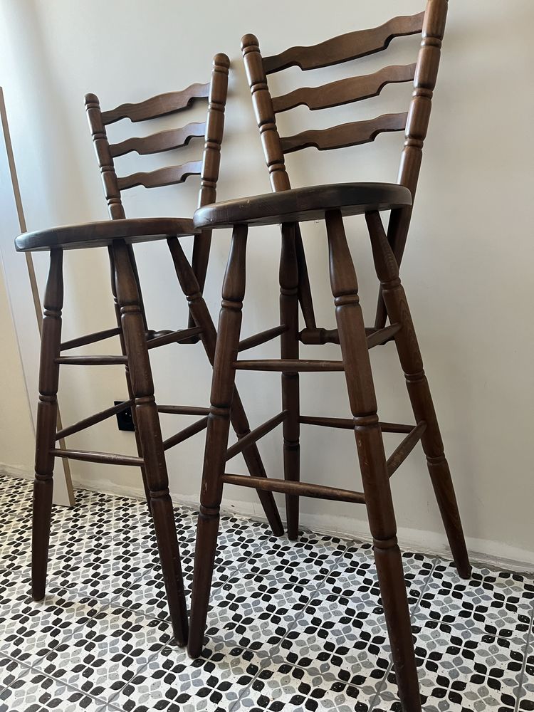 krzesło barowe retro drewniane