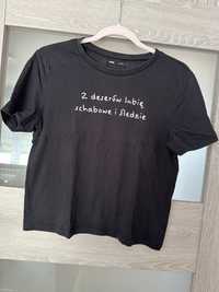 Top T-shirt czarny sinsay m 38 damski z nadrukiem