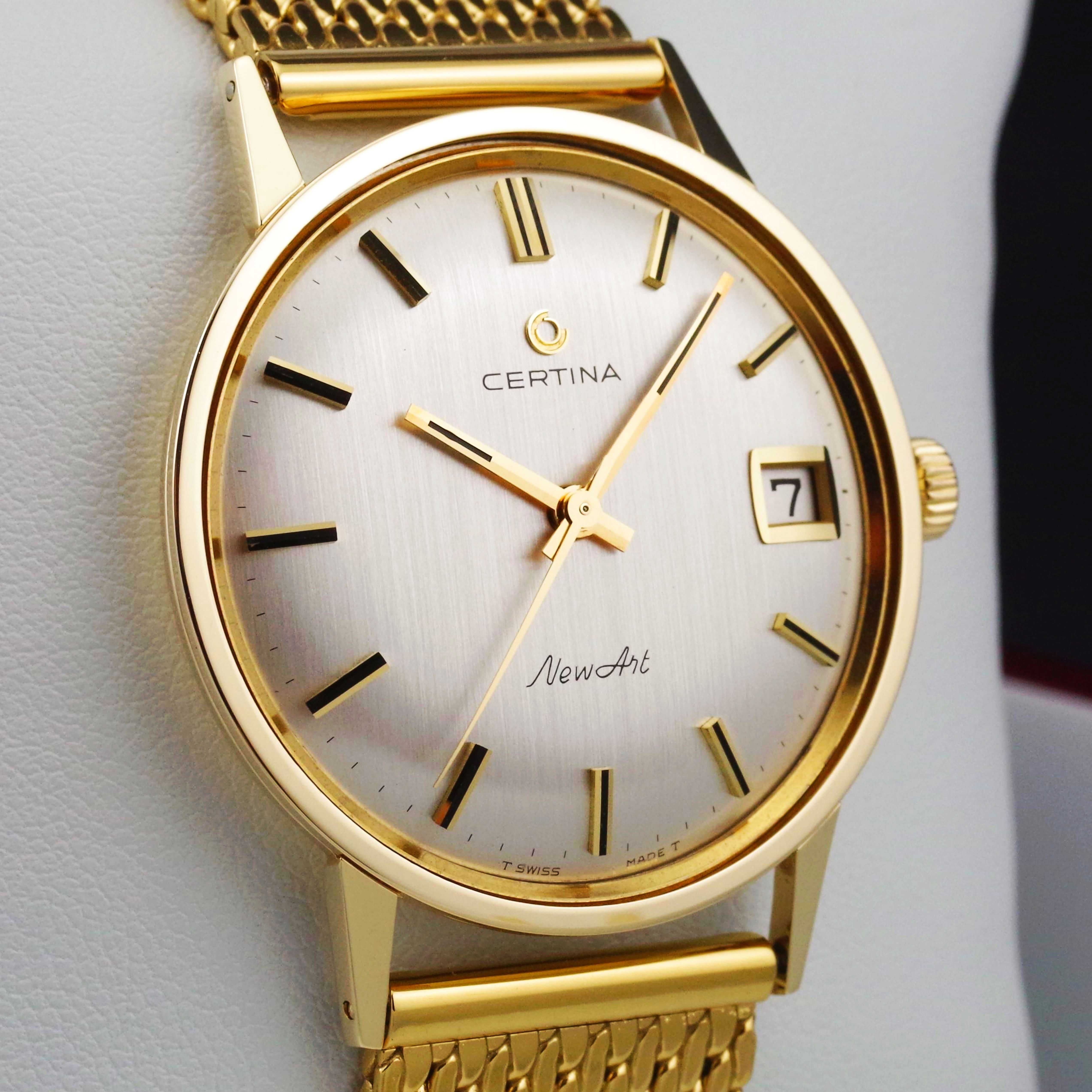 CERTINA NEW ART zegarek męski VINTAGE 1965 lite ZŁOTO 14K / 585 + BOX