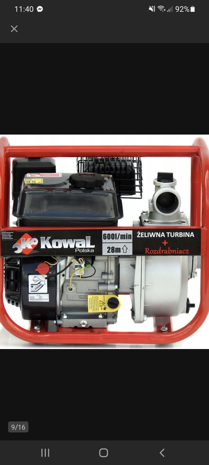 motopompa Kowal silnik ohv 5200w