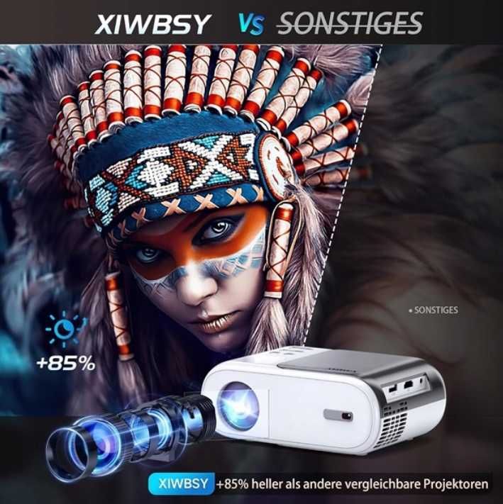 Mini projektor rzutnik XIWBSY FULL HD 1080p 5G Wi-Fi HDMI USB