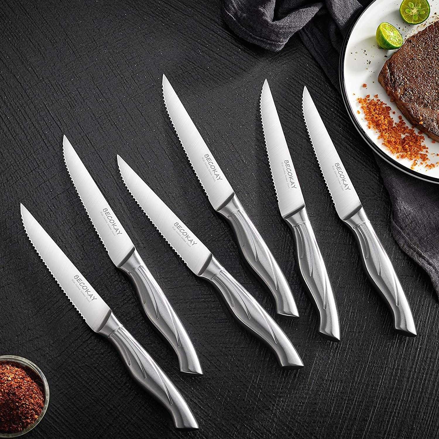 NOWY Komplet noży kuchennych w bloku 14-częściowy BECOKAY