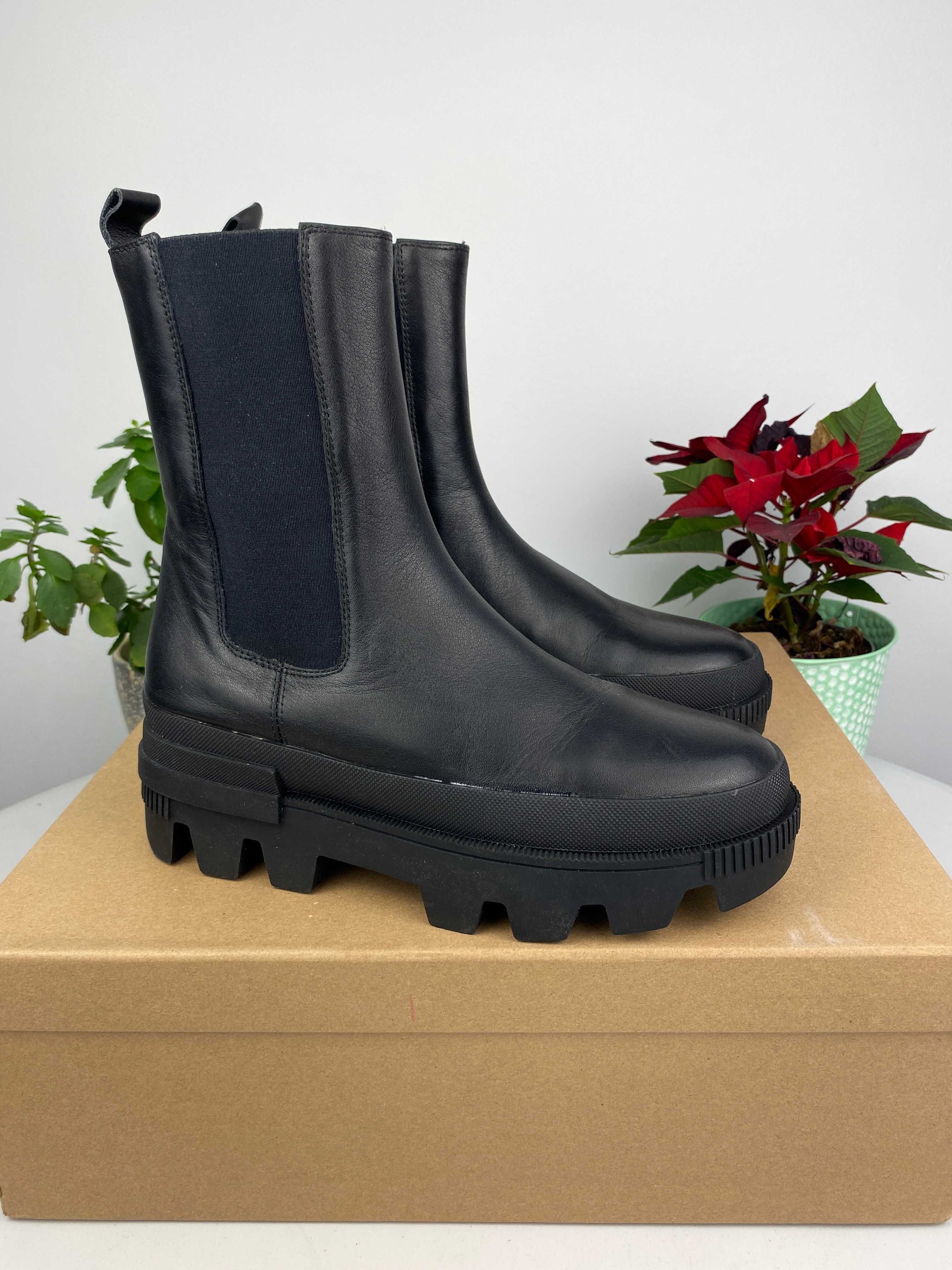 czarne buty botki sztyblety wsuwane bibi lou ankle boots r. 37 nr101z