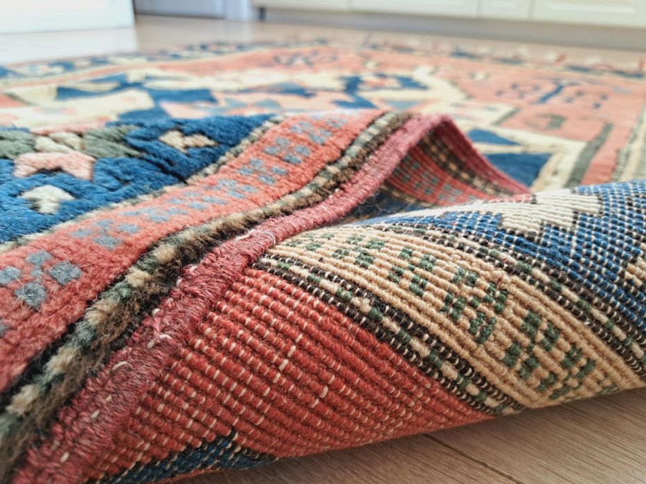 Niespotykany ręcznie tkany wełniany dywan kazak 135x210cm nr1579