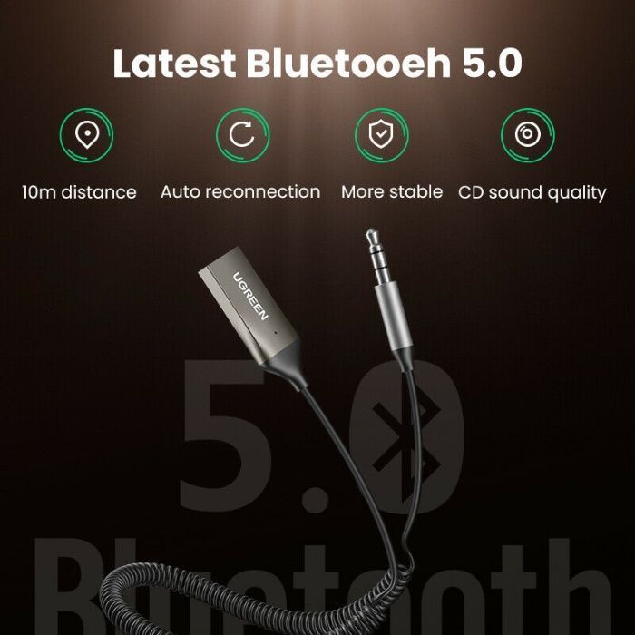 Bluetooth Адаптер AUX для Авто 5.0 Блютуз Ресивер Приемник Ugreen