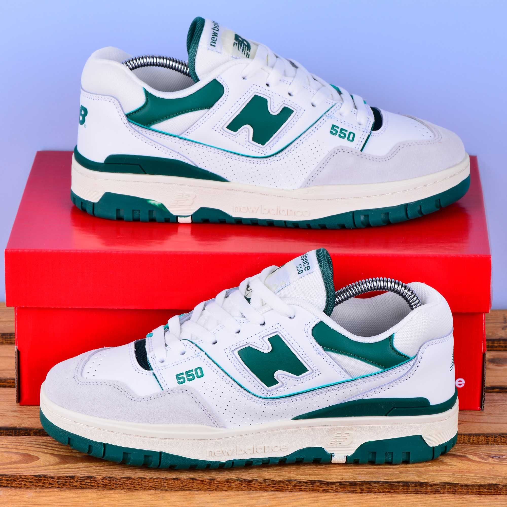 (1980) Чоловічі Кросівки New Balance 550 білі з хакі (41-45)