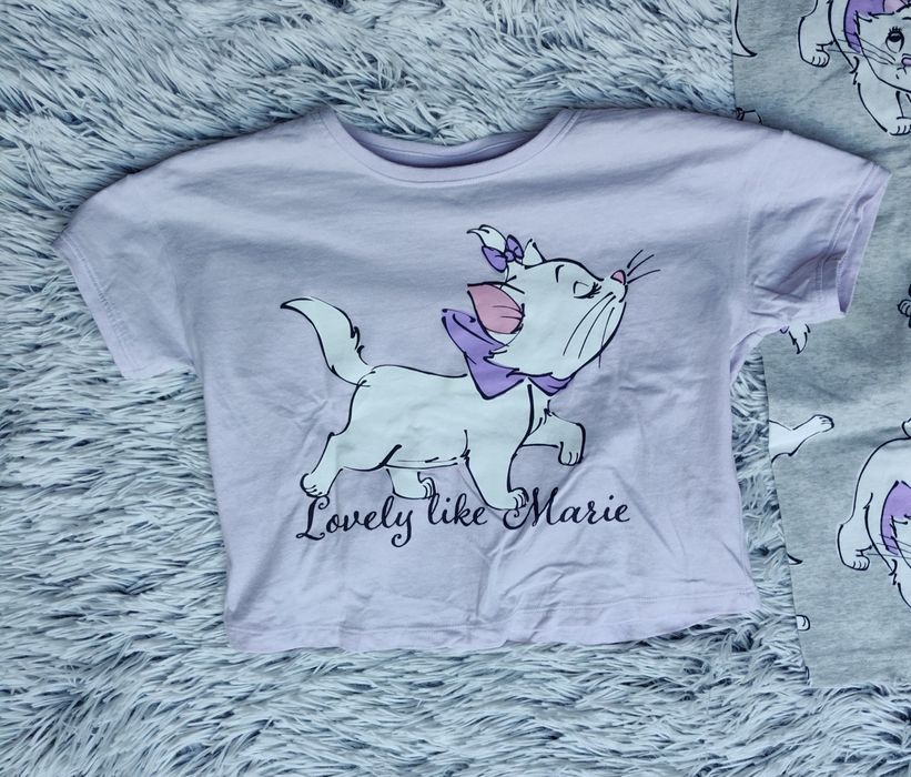 Zestaw dres Disney dla dziewczynki bluzka 104 spodnie 110 kotek fiolet