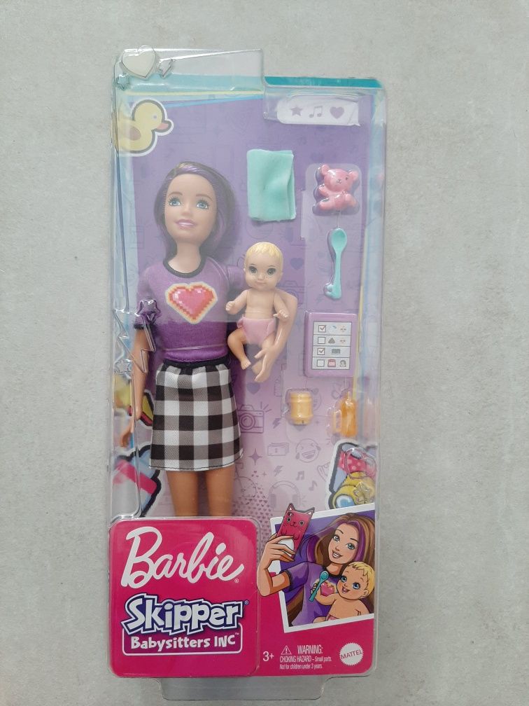 Barbie lalka opiekunka i bobas plus akcesoria