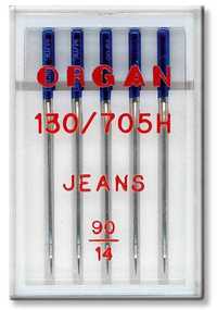 Igły do maszyn do szycia półpłaskie Organ Jeans grubość 90