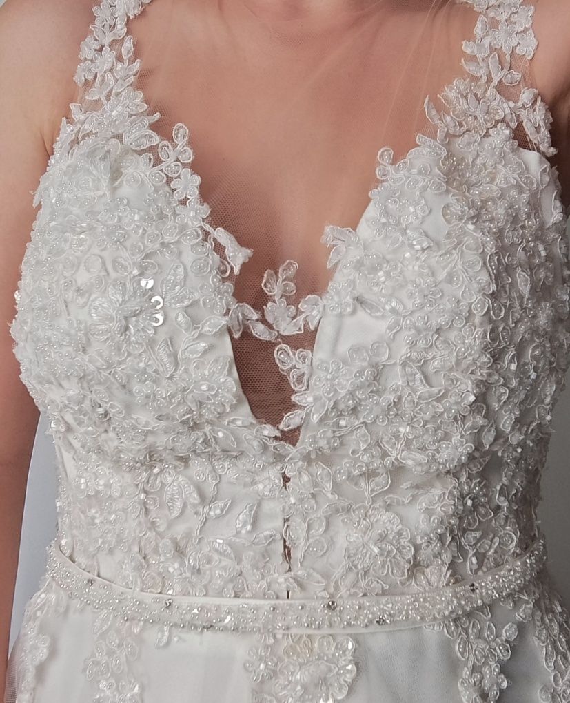 Suknia ślubna ivory 34, małe 36 piękna zwiewna Boho