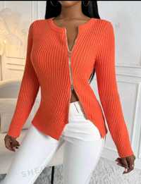 Sweterek  kardigan rozpinany pomarańczowy M L