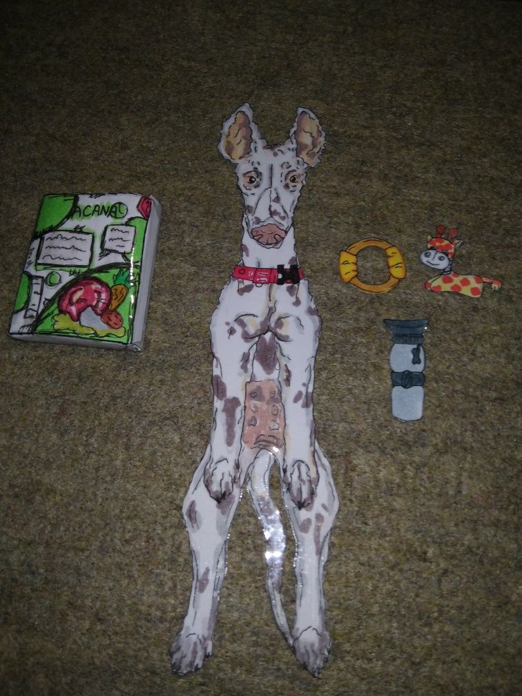 Паперова собачка з кормом та іграшками (також на замовлення)