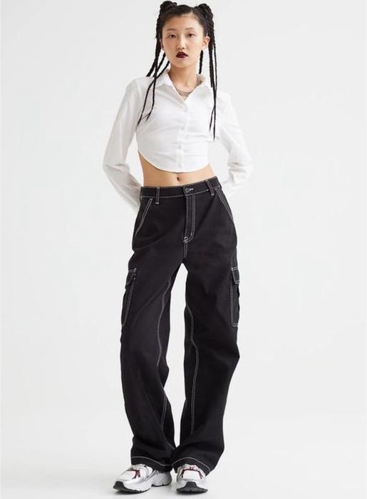 Джинси карго з білою строчкою S/36