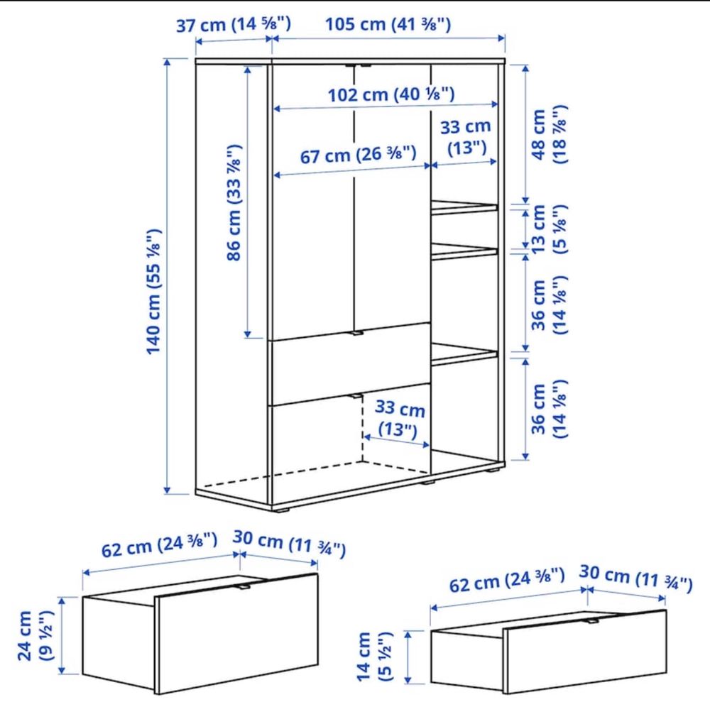Szafa dziecieca VIHALS 105x37x140