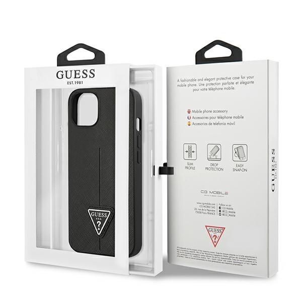 Etui Guess Saffiano Triangle do iPhone 14 Plus / 15 Plus 6.7" - Czarny