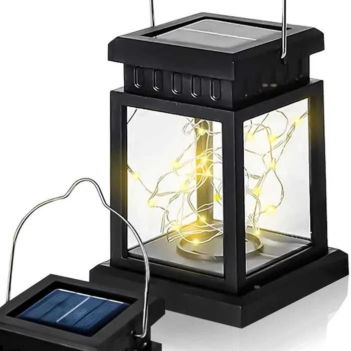 LAMPA SOLARNA 30 LED lampion lampka ogrodowa wisząca ciepły biały h216