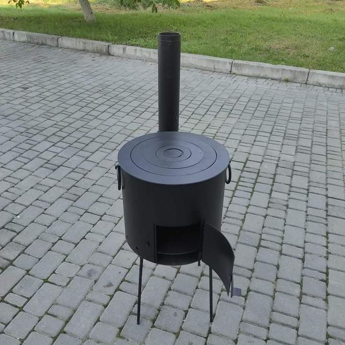 Пічка для казана 6л-8л, 10,12л, 15л Піч 3мм з  кільцем та димарем