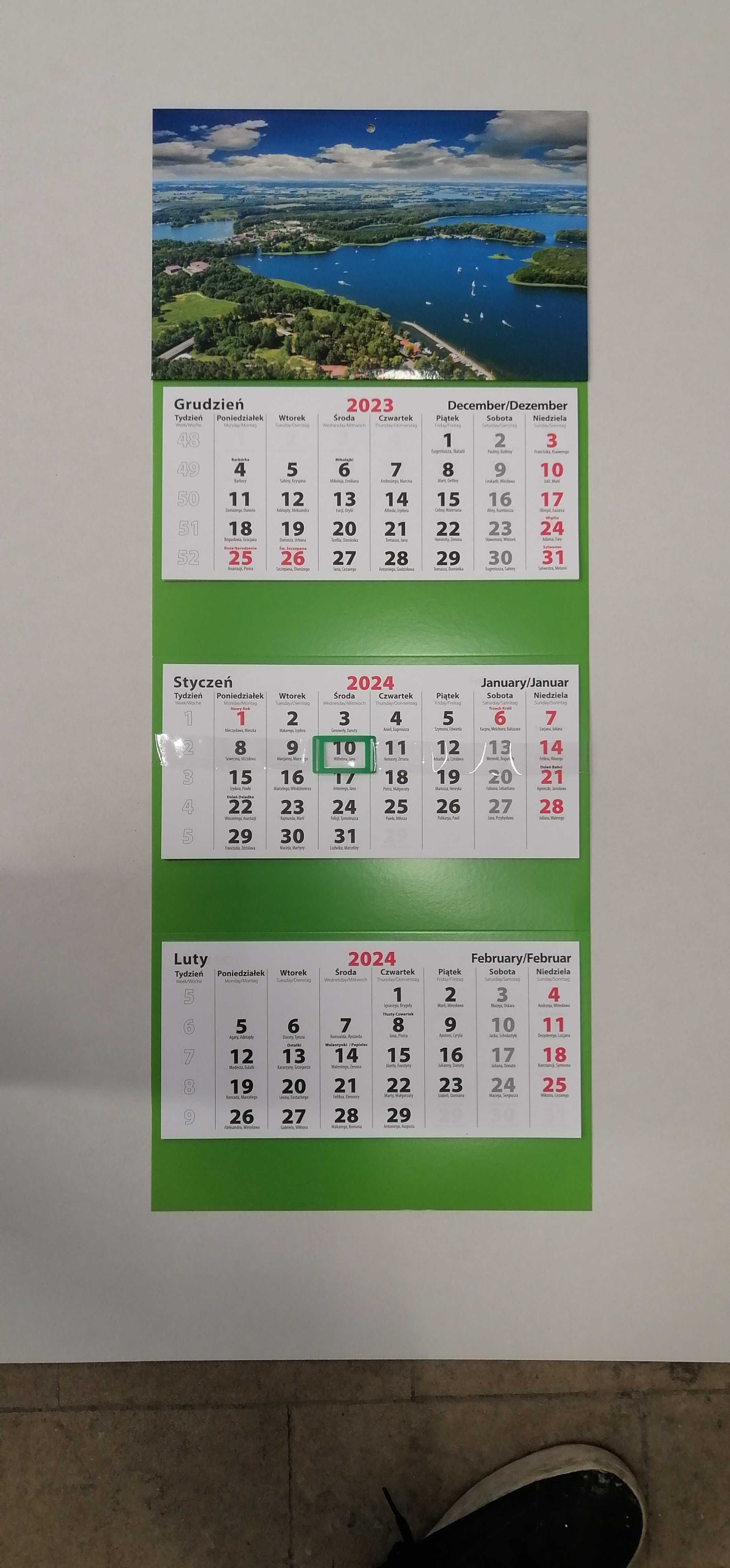 Kalendarz Trójdzielny na Rok 2024 x 3 szt. Kalendarze nr  1, 5, 10