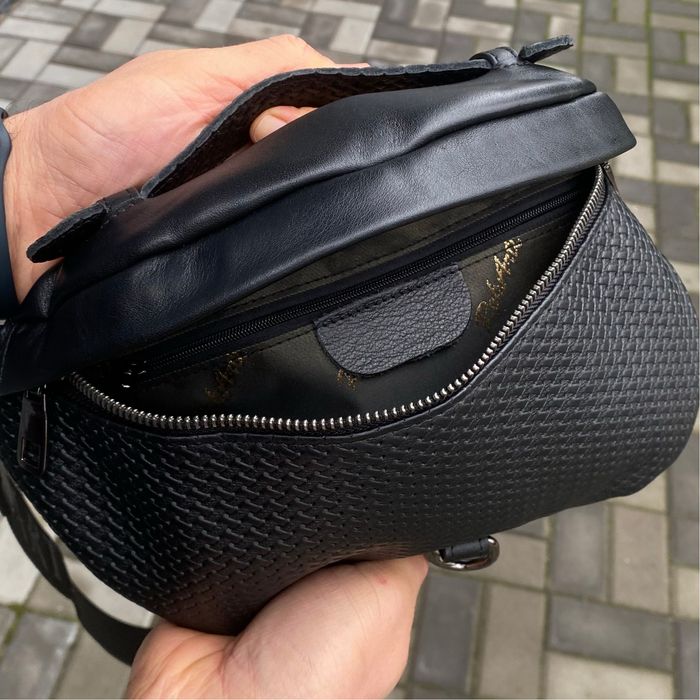 Чоловіча сумка з натуральної шкіри бананка нагрудна SteelBack