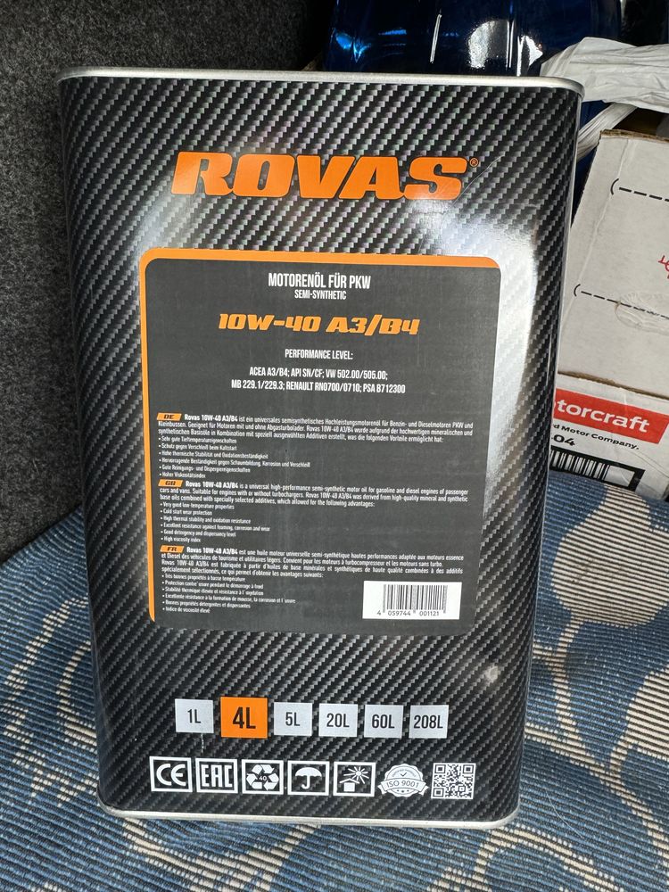 Масло Rovas 10w40, 5w40, 5w30, truck олива