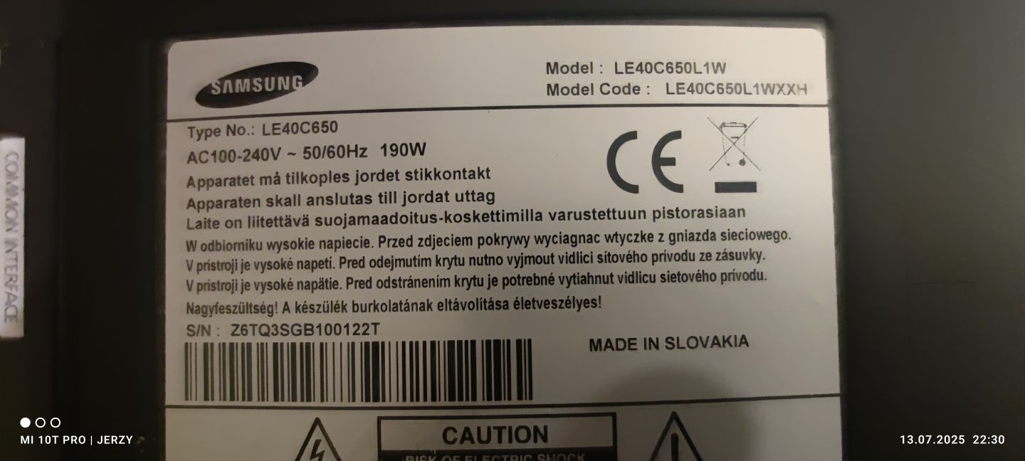 ZASILACZ do tv Samsung LE40C650L1W