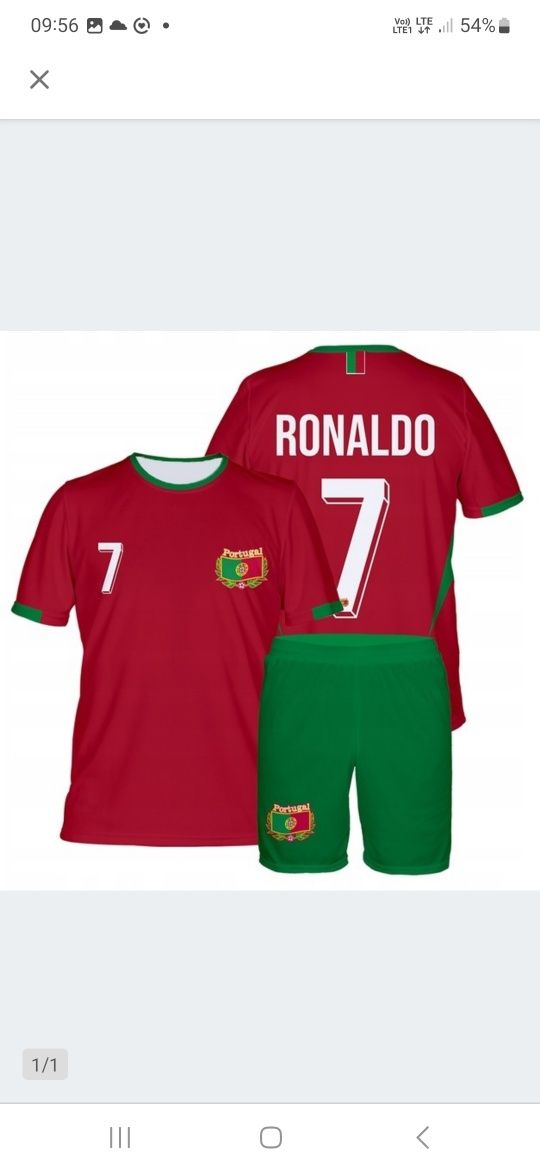 Ronaldo 7 Portugalia strój sportowy komplet 152 rozmiar