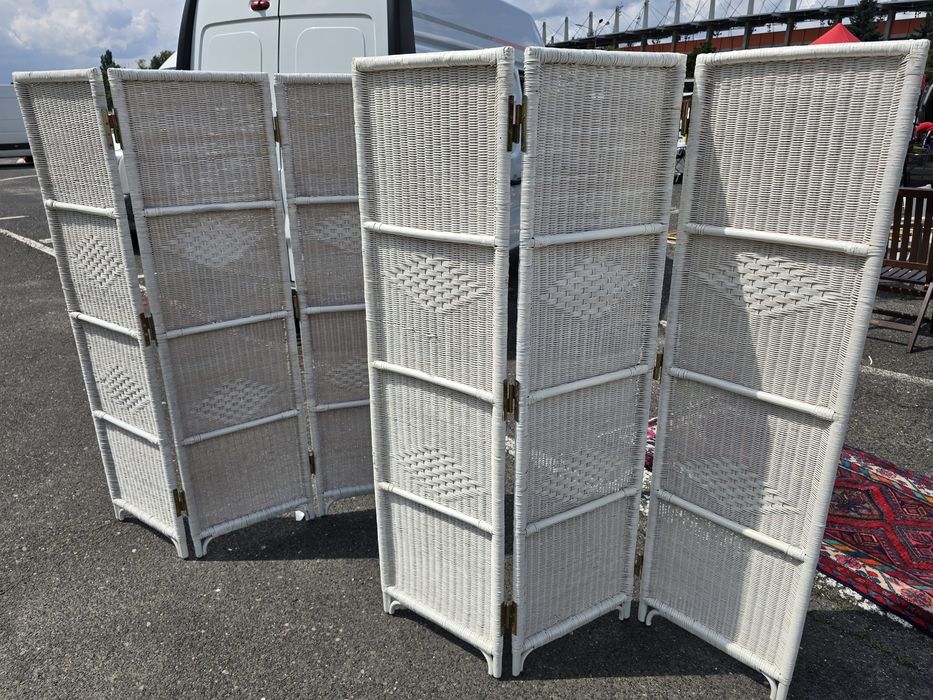 Parawan ratan rattan  naturalny  biały ,solidne zawiasy  138x164