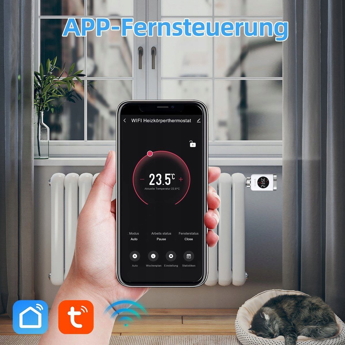 Termostat Salcar TRV801W Inteligentny LCD WiFi Amazon Alexa Google