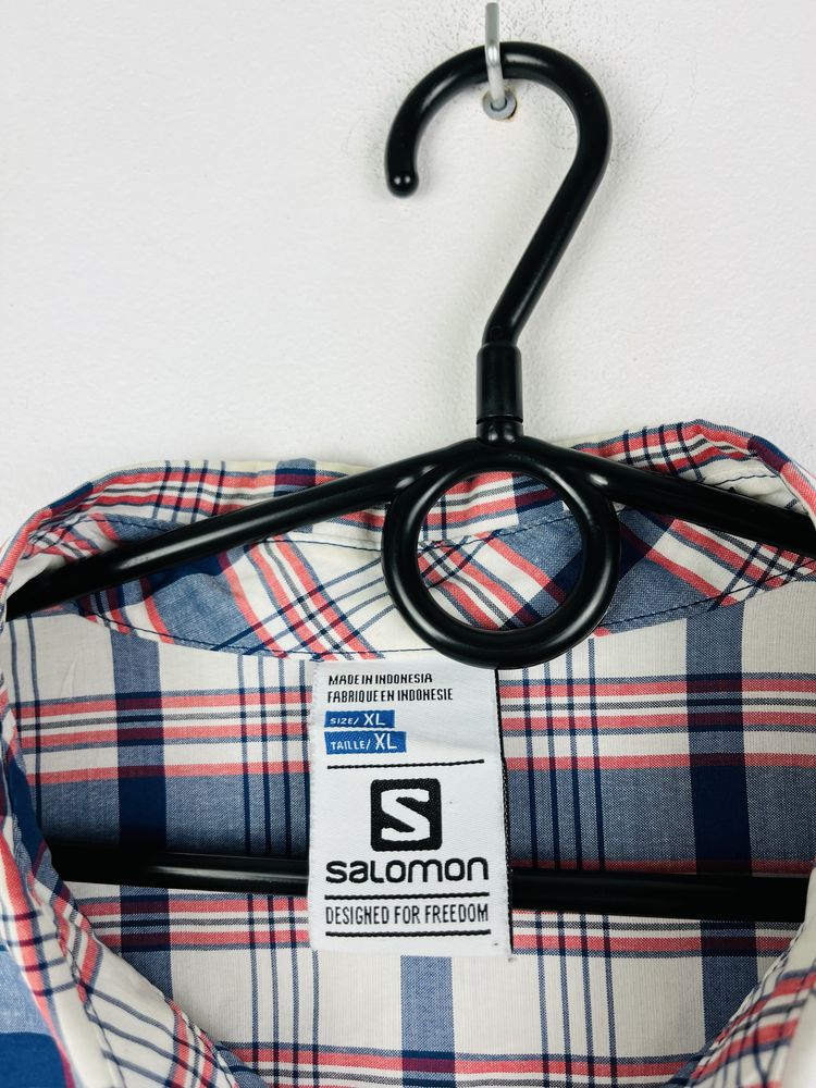 Biała koszula w kratę męska trekkingowa Salomon shirt rozmiar XL fit L