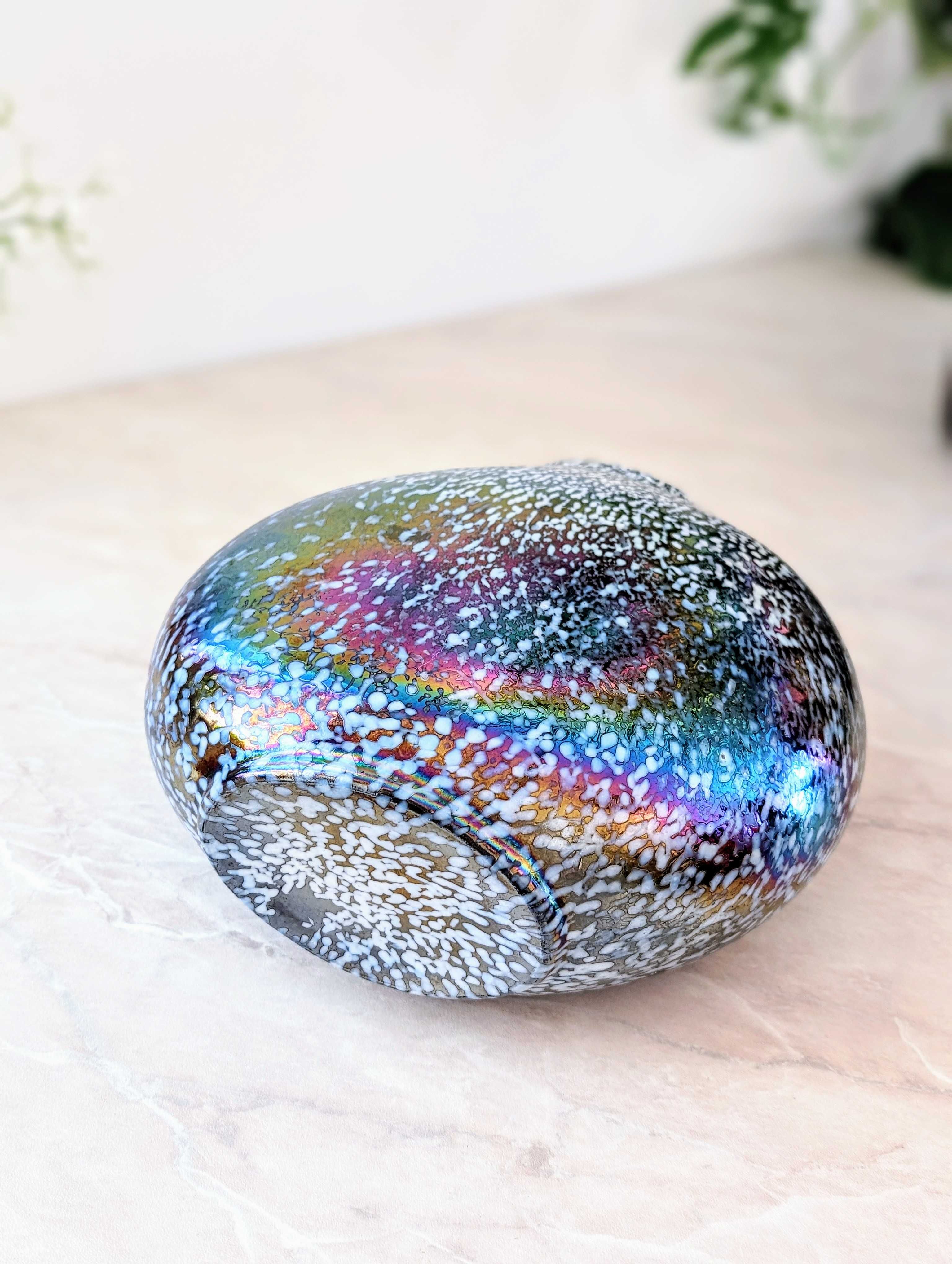 Disco wazon duży z kolorowego szkła z iryzacją